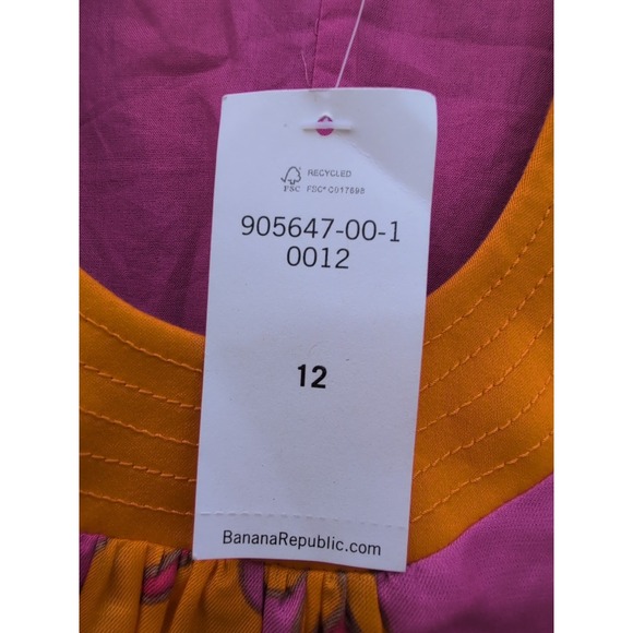Banana Republic Trina Turk U Collar Pink Orange Belted Dress Size 12 Nwt - Picture 5 of 9